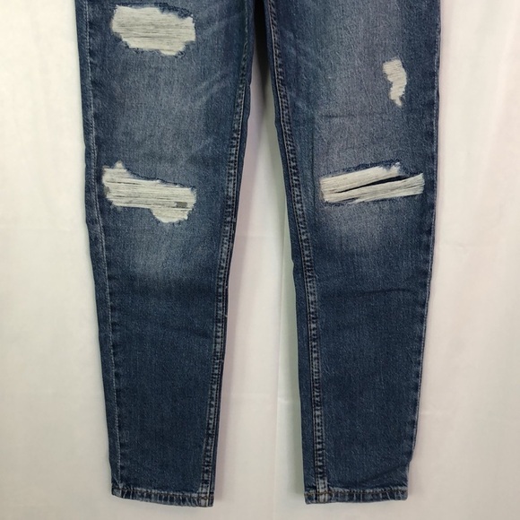 COPY - H&M GIRL SLIM FIT ADJUSTABLE WAIST DISTRESSED BLUE WASHED SIZE 12 - Picture 4 of 11